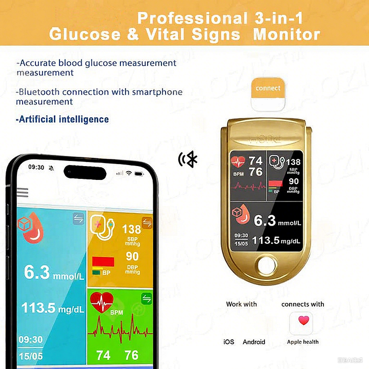 3-in-1 Health Monitor Painless Testing - Extremely Fast Readings - Accurate Tracking ✅ Blood Glucose ✅ Heart Rate ✅ Blood Oxygen All in One